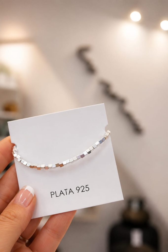 Pulsera Plata 925 Cubos Grandes