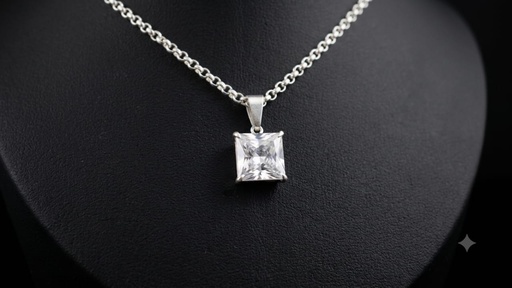 [C7013 (42cm)] Collar Cristal Cuadrado Swarovski  
