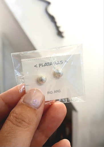 [A1041] Aros Perla Texturados Plata 
