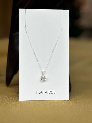 [C7026] Collar Cristal Redondo Chico Plata 925