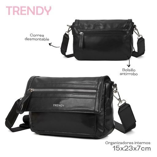 [22358] Cartera Bandolera - Delfina Simil Cuero - 