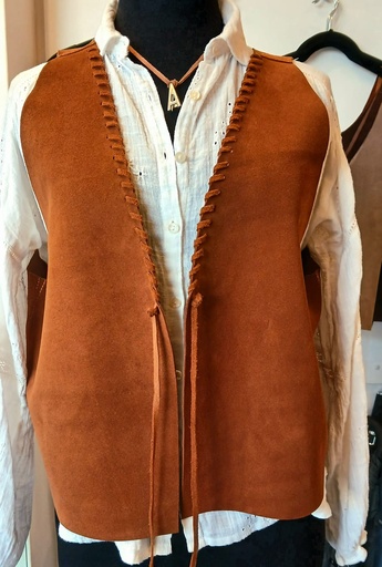 Chaleco Cuero Recto Las Mones