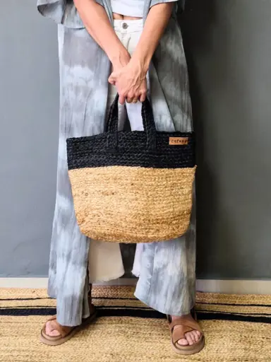 [INBOLBI01] Bolso Yute comb/Natural y Negro