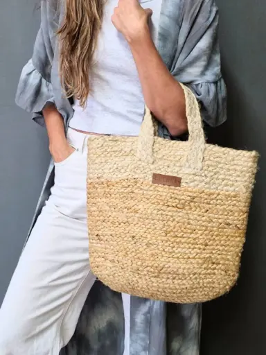 [INBOLBI02] Bolso Yute comb/Blanco y Natural